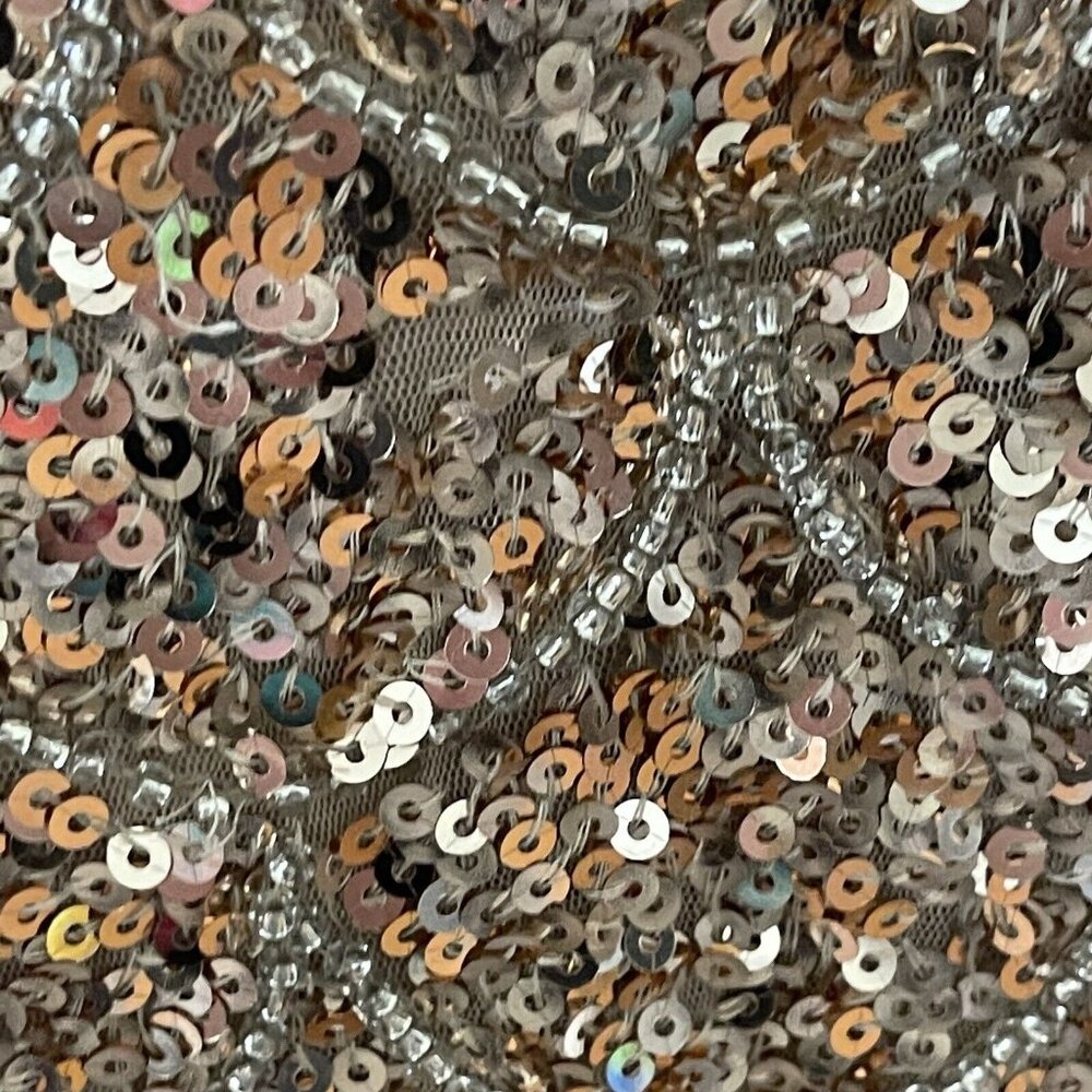 Mac Duggal Dress Size 8 Copper Silver Body Con Mini‎ Sequined Scallop - Picture 12 of 16